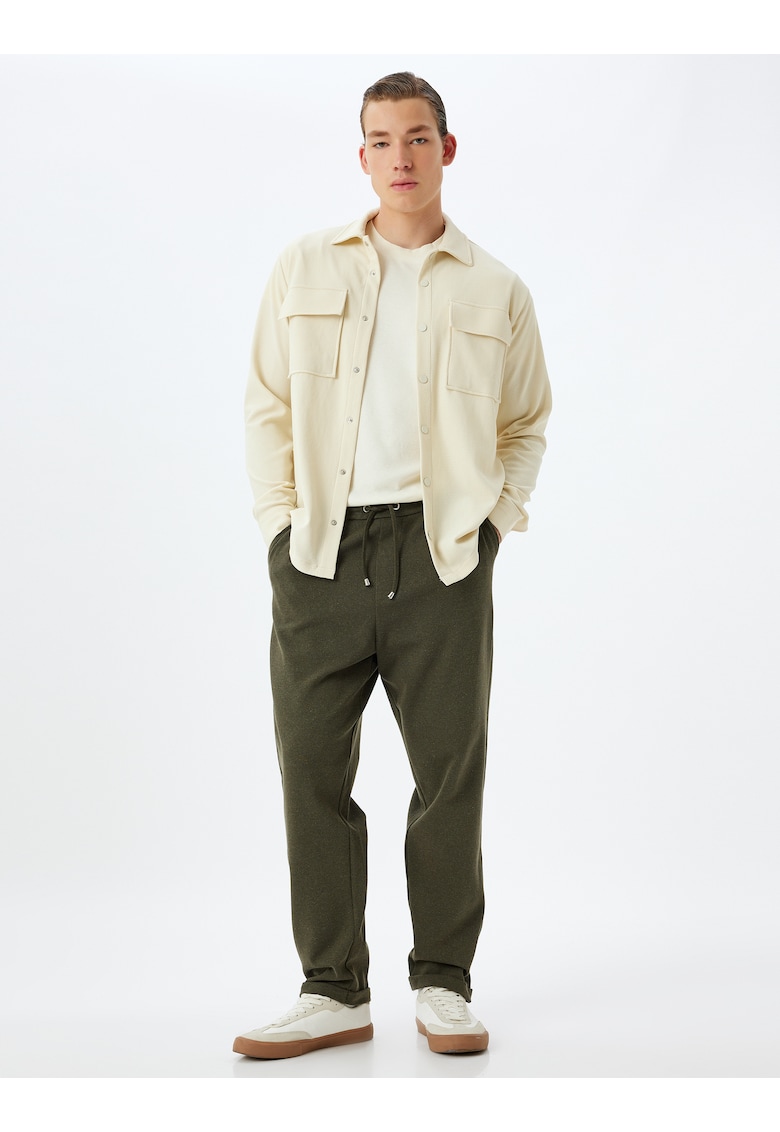 Pantaloni de trening uni din amestec de bumbac