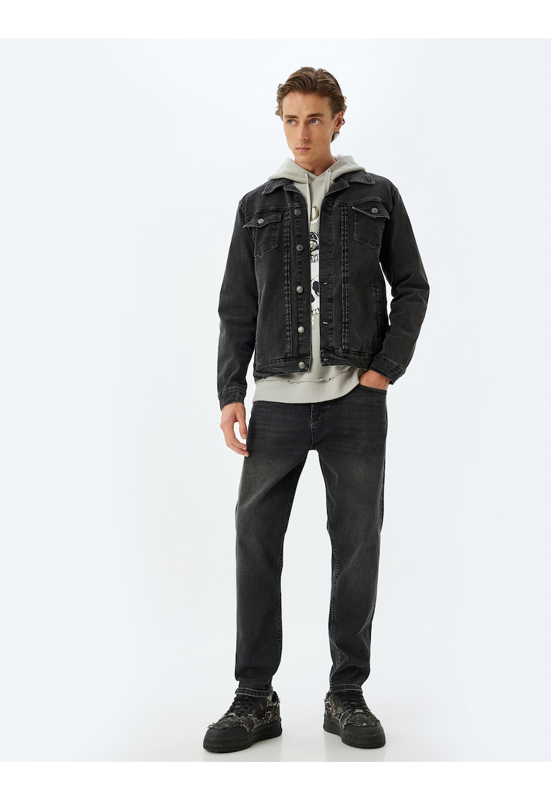 Jacheta din denim cu buzunare aplicate