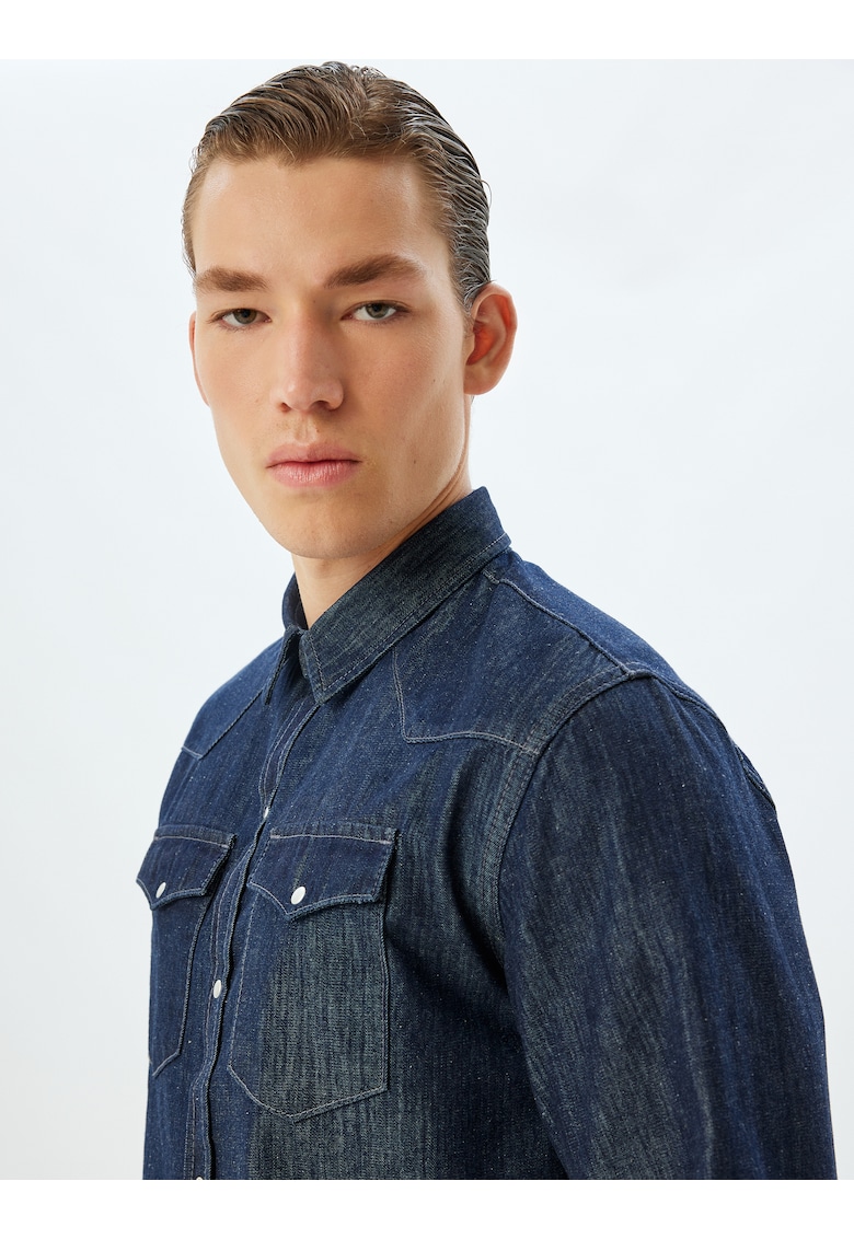 Jacheta-camasa cambrata din denim