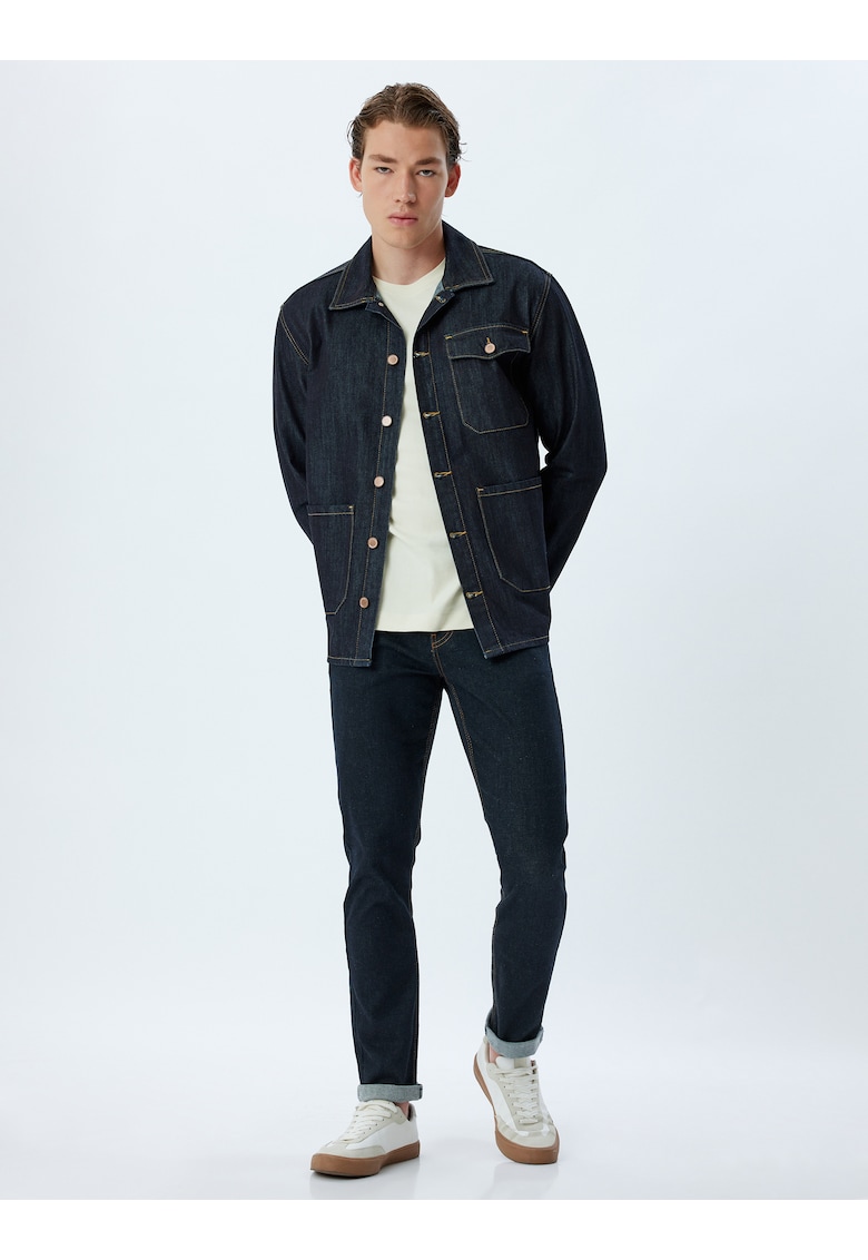 Jacheta din denim cu buzunare multiple
