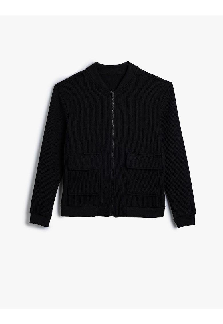 Pulover cu decolteu in V si fernoar