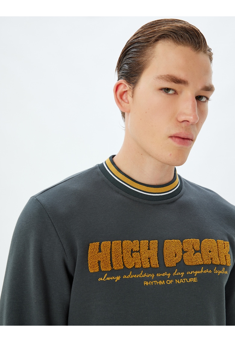 Bluza de trening cu text texturat