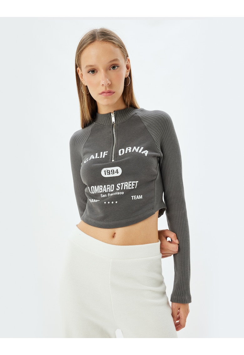 Bluza de trening crop cu maneci raglan