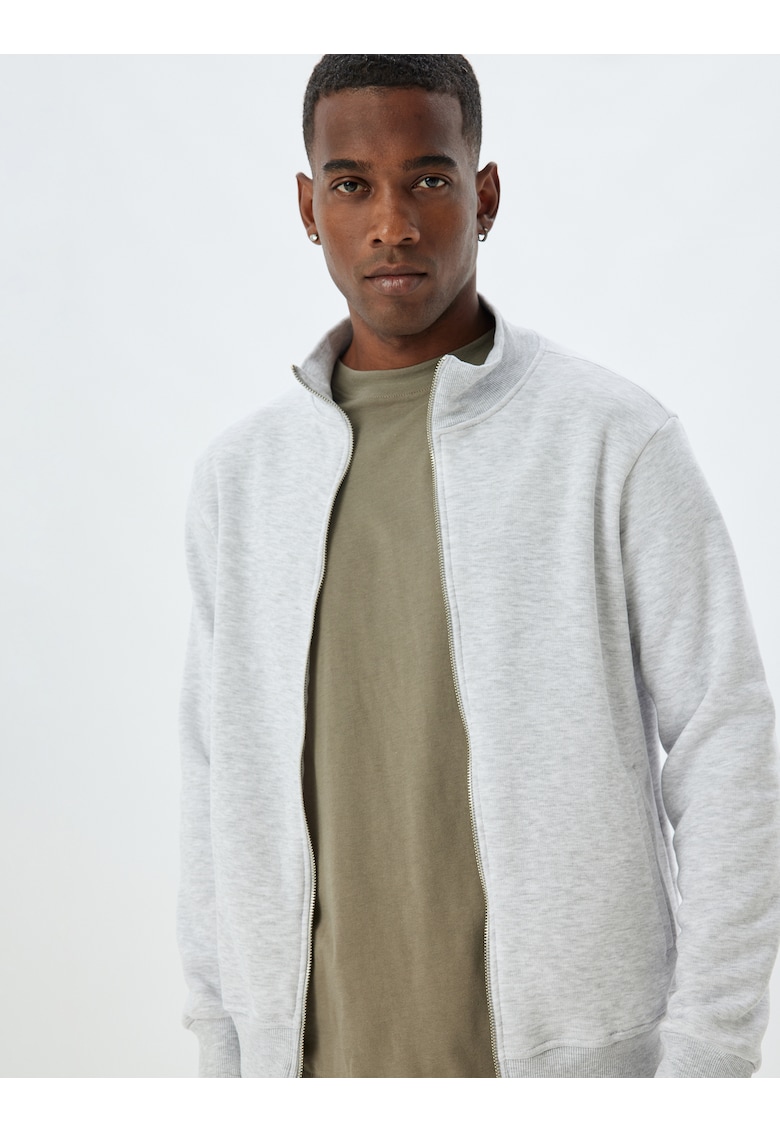 Bluza de trening din amestec de bumbac cu fermoar