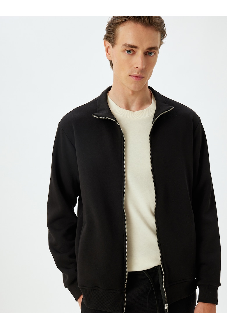 Bluza de trening din amestec de bumbac cu fermoar