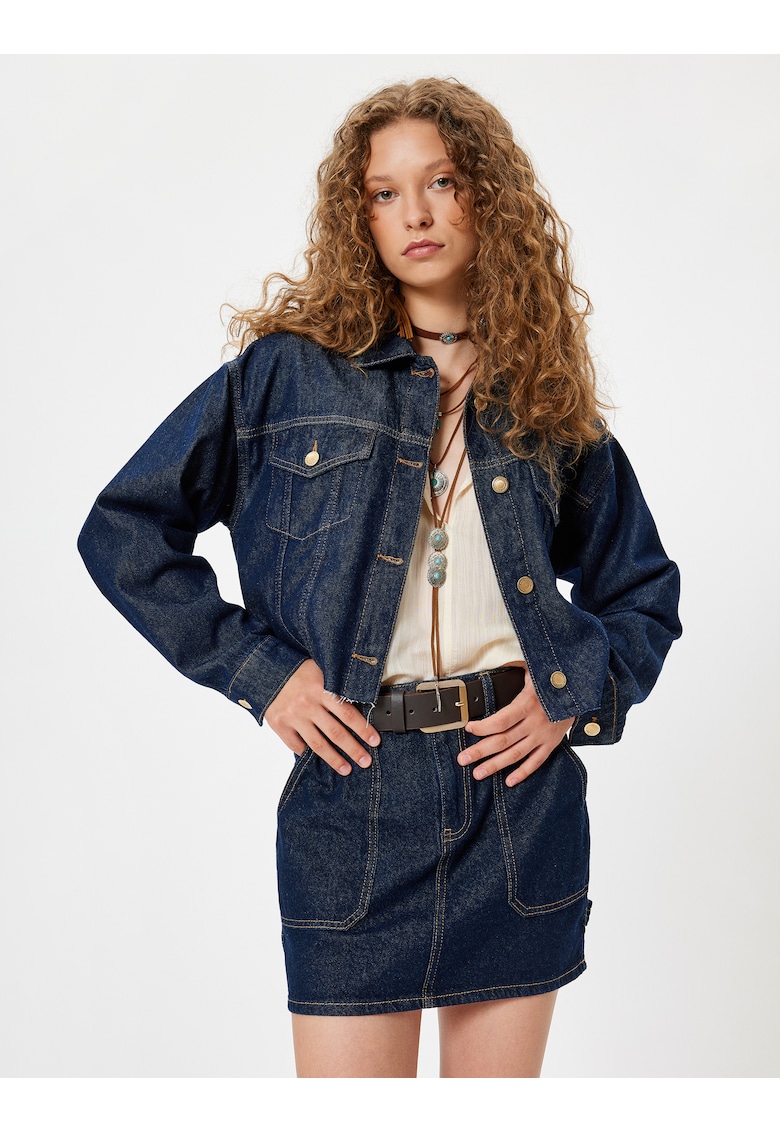 Jacheta crop din denim