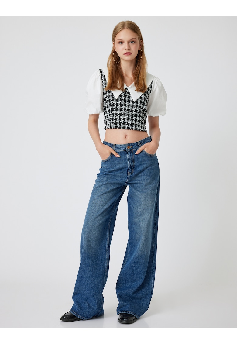 Bluza crop din amestec de bumbac