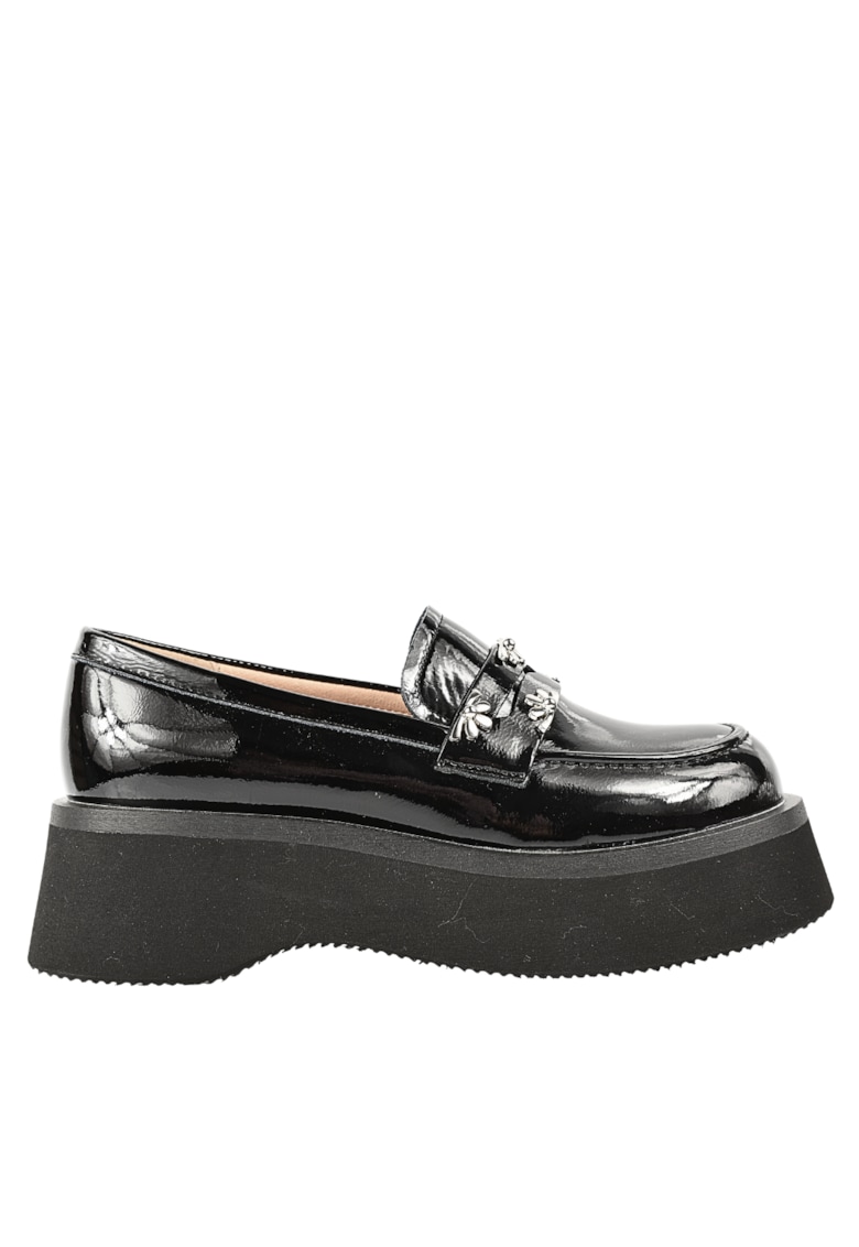 Pantofi casual - dama -  2576-8 negru - piele lacuita