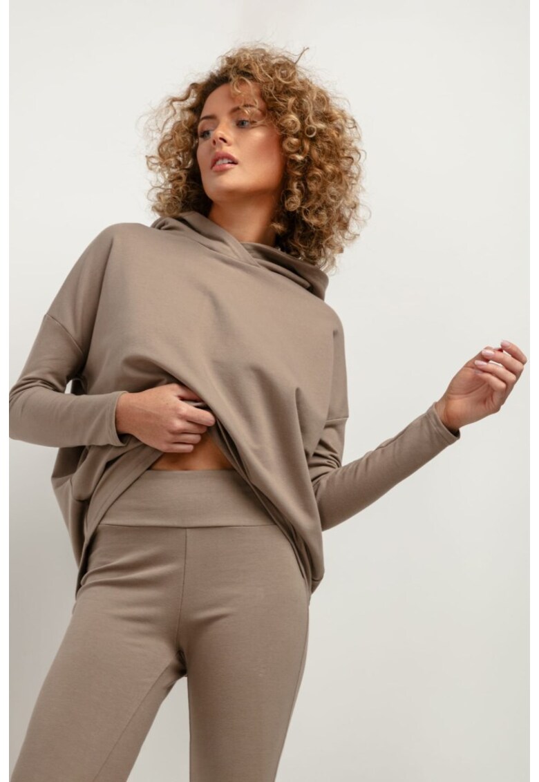 Hanorac lejer cu maneci cazute T379 maro taupe