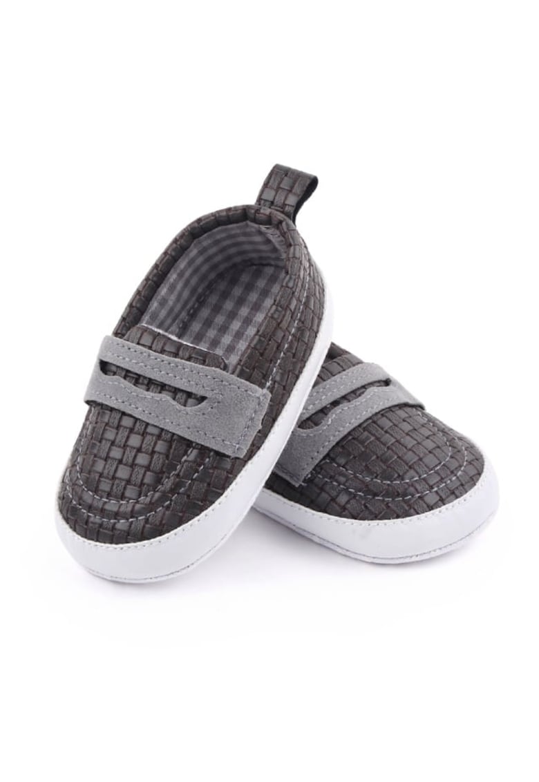 Pantofi Tip Mocasini - Casual - Piele ecologica - Baieti - Fara inchidere - Gri