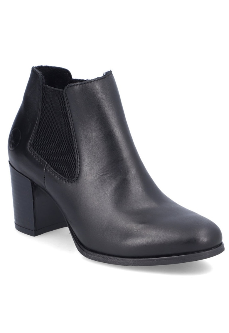 Botine de damă Rieker din piele neagră cu fermoar 50194-00