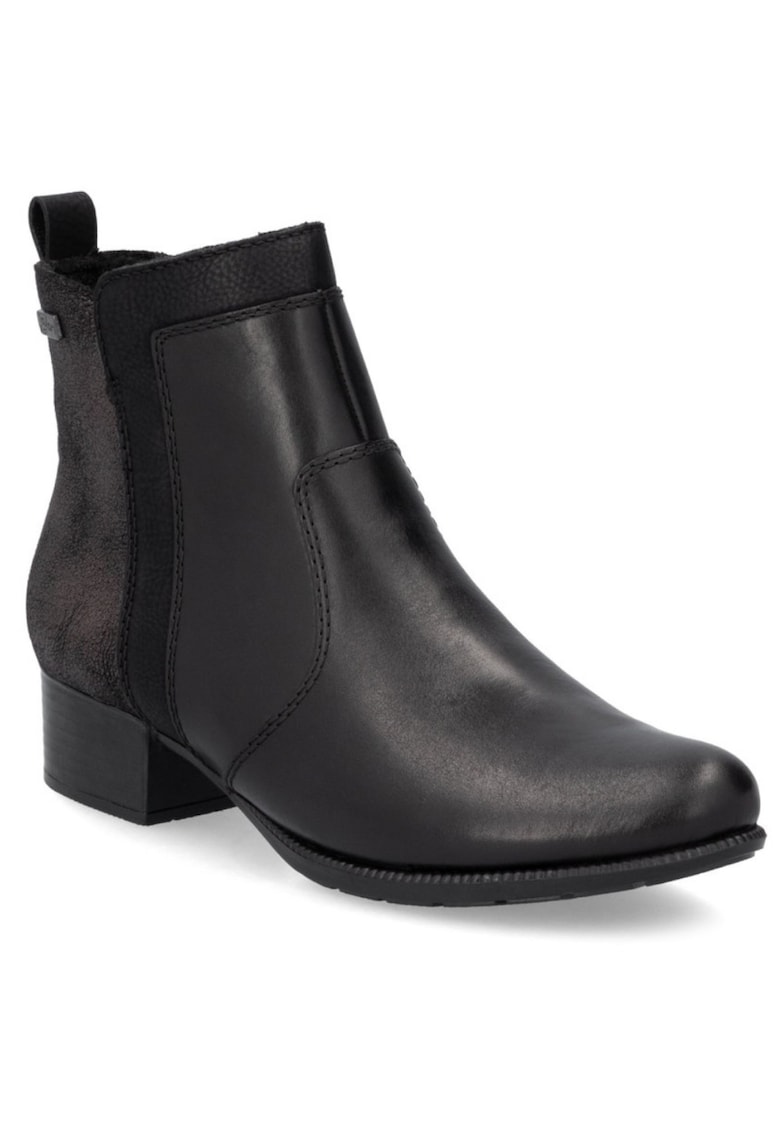 Botine de damă Rieker din piele neagră cu fermoar și membrană hidrofugă 78658-00