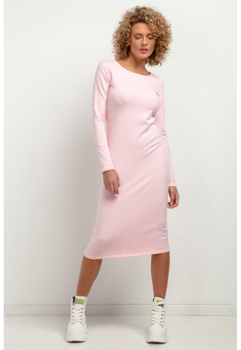 Rochie dreapta uni T377 roz deschis