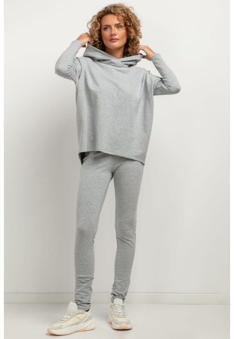 Hanorac lejer cu maneci cazute T379 - Gri deschis