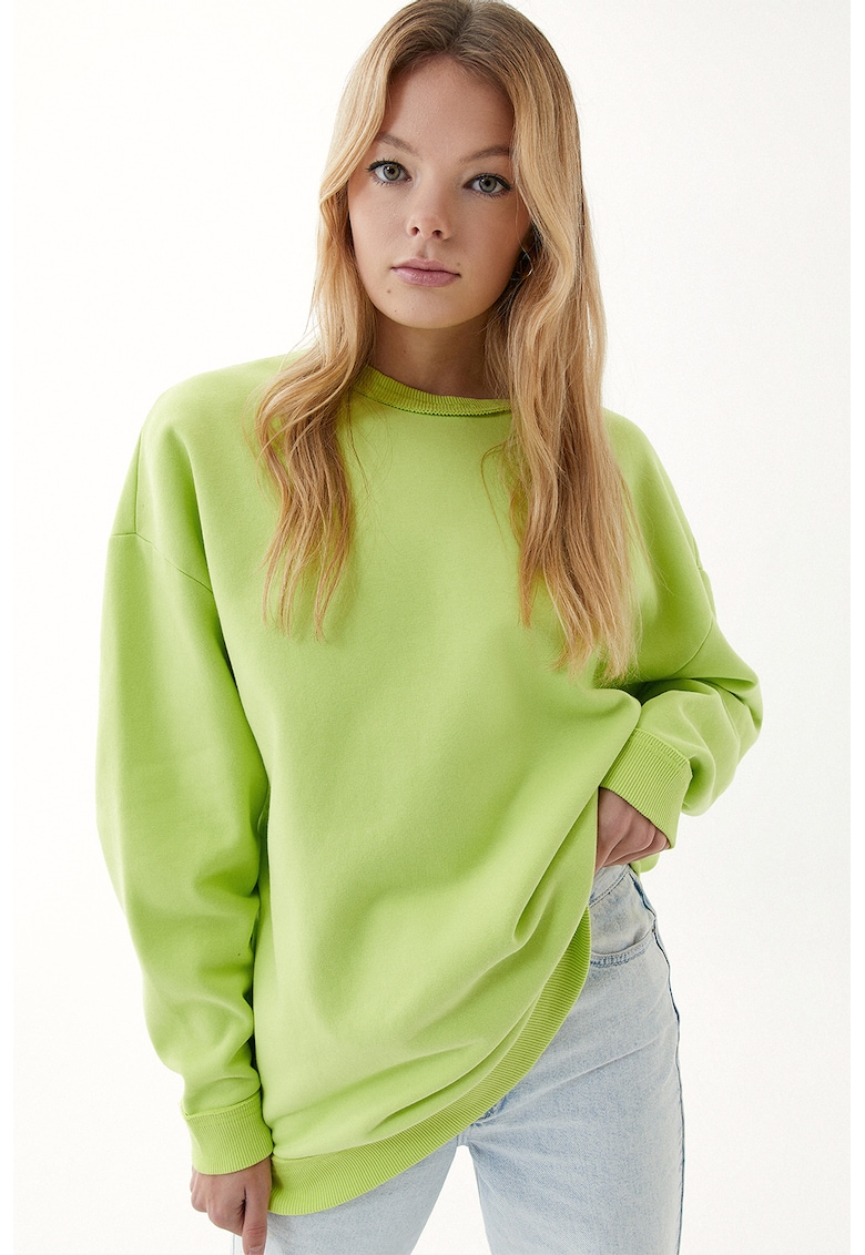 Bluza de trening cu croiala lejera si decolteu rotund Bluza de trening cu croiala lejera si decolteu rotund