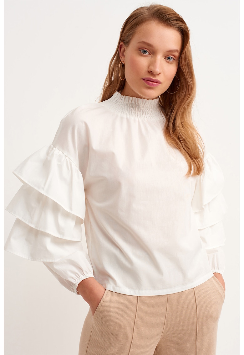 Bluza de bumbac cu guler inalt Bluza de bumbac cu guler inalt