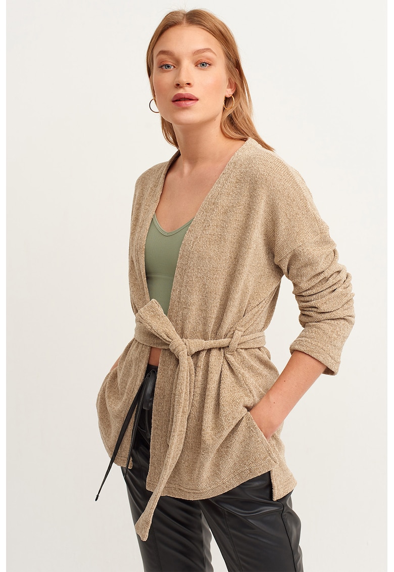 Cardigan cu cordon in talie