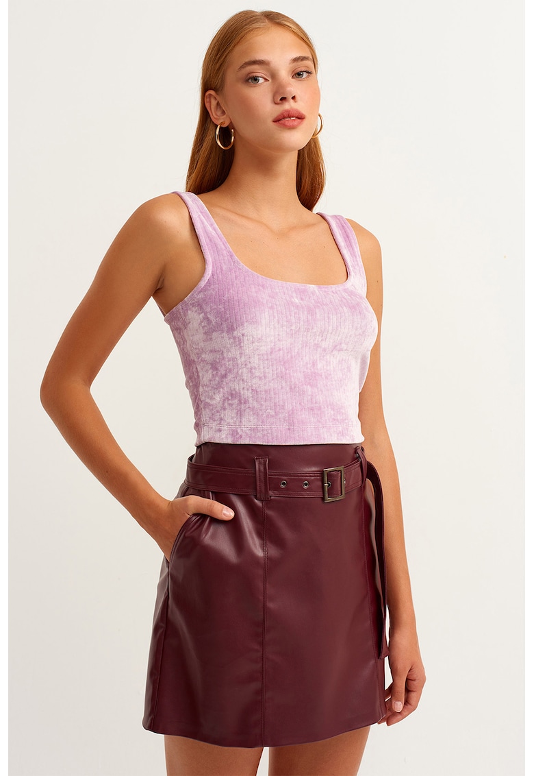 Top cu aspect de catifea si striatii - Lila