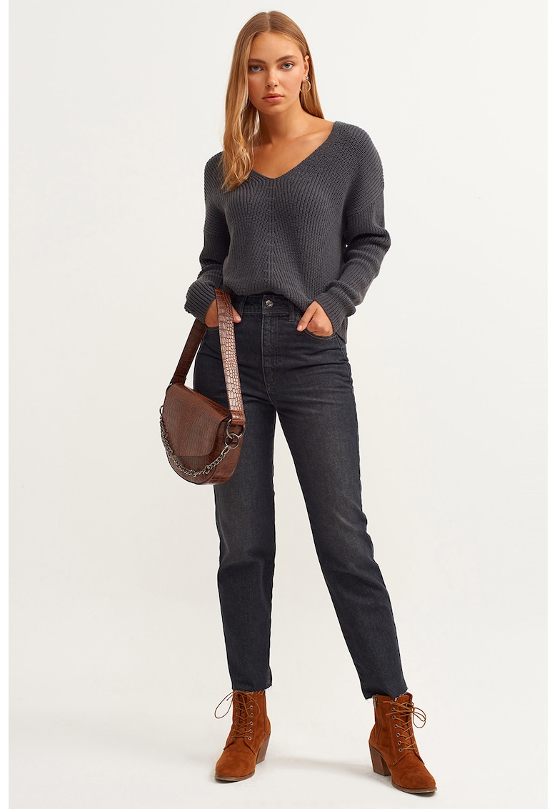 Blugi cu talie inalta Ebon - Negru stins