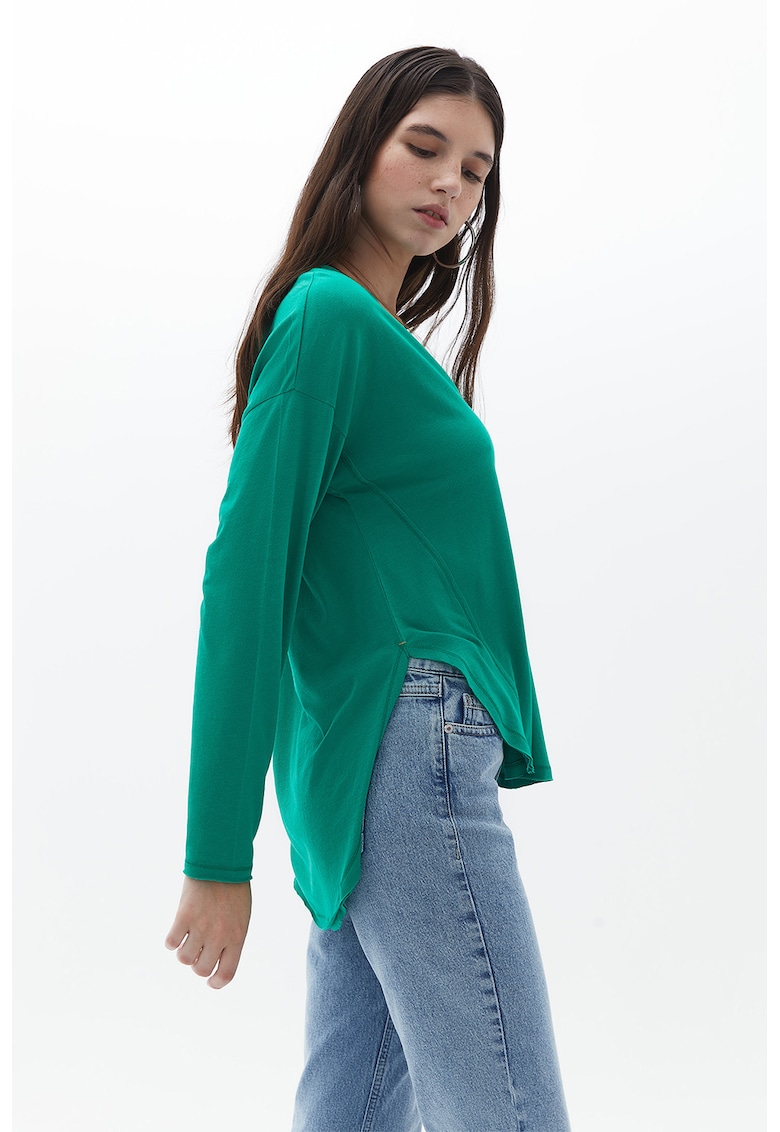 Bluza din amestec de modal cu decolteu in V