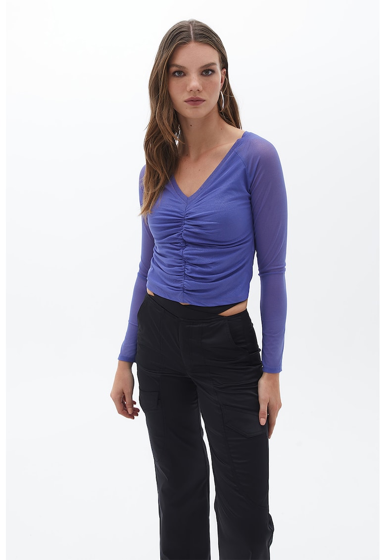 Bluza cu decolteu in V si model drapat