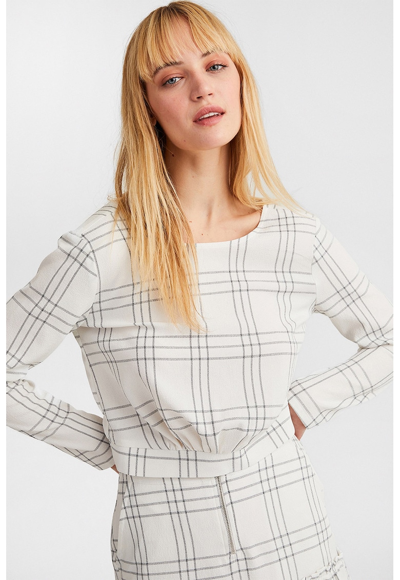 Bluza crop cu model in carouri