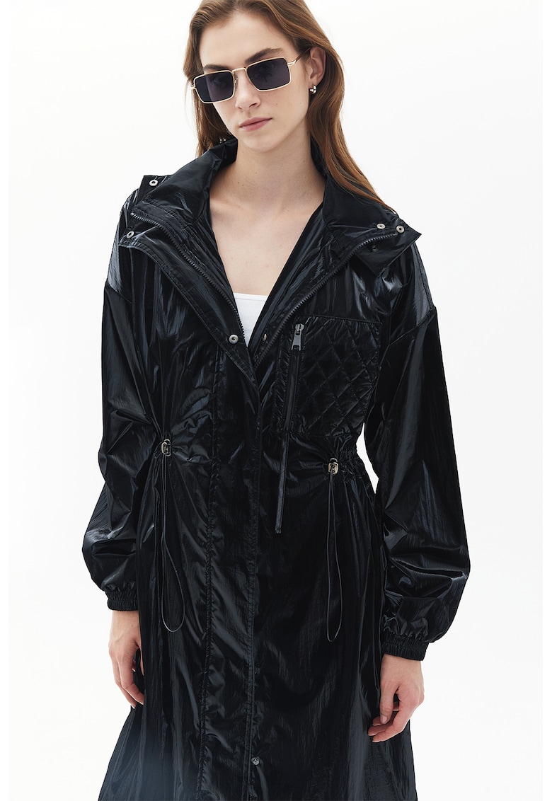 Jacheta lunga cu gluga si maneci cazute