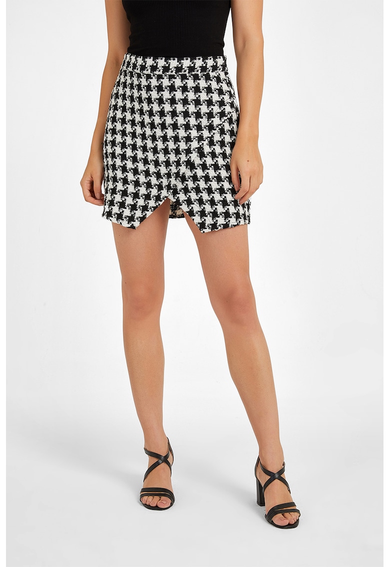 Fusta-lalea mini cu model houndstooth