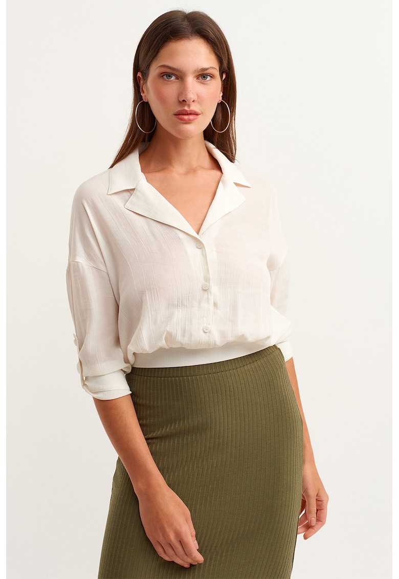 Bluza crop cu guler drapat