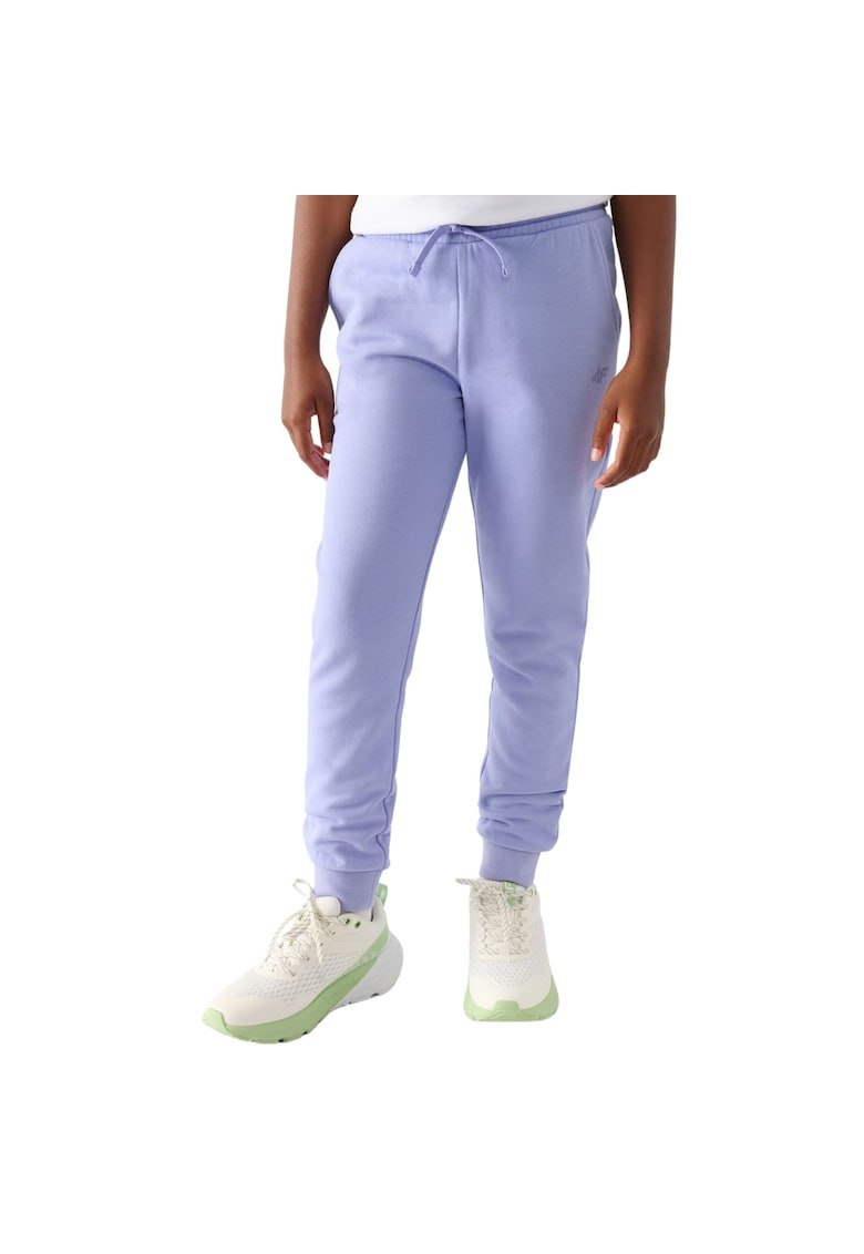 Pantaloni sport copii mov - bumbac si poliester - interior periat - croiala regulata