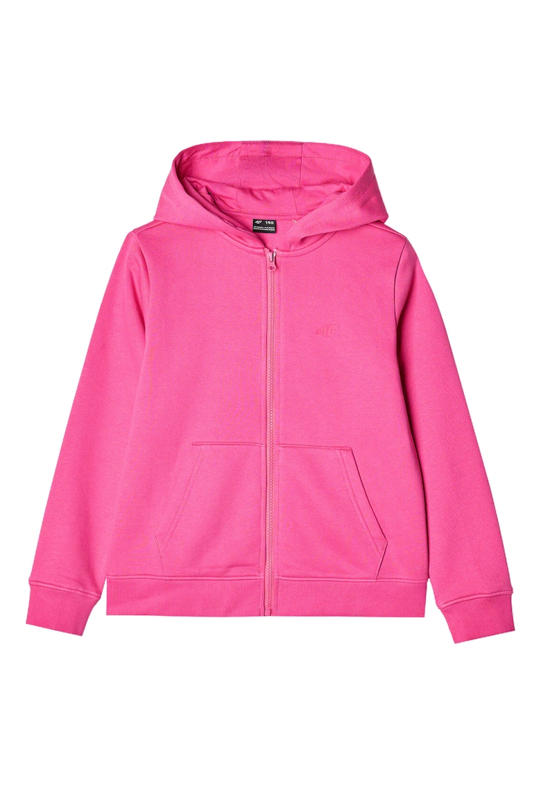 Hanorac sport pentru fete roz - cu fermoar - gluga - material bumbac/poliester