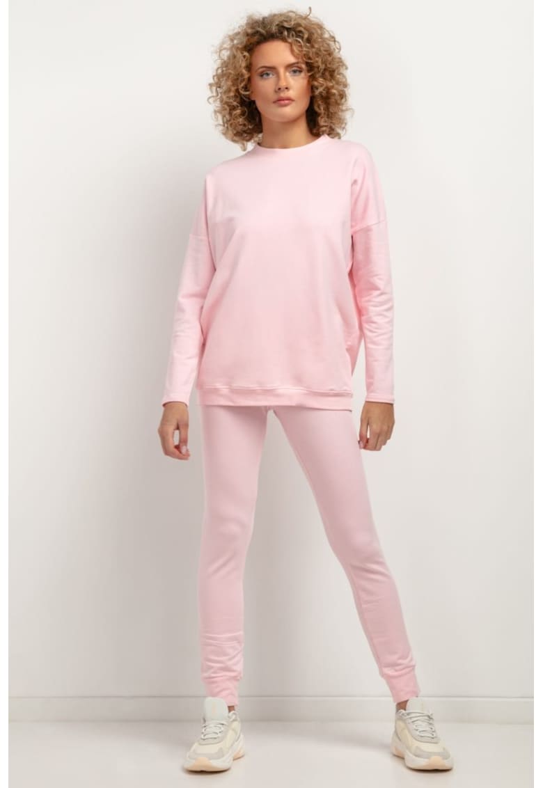 Pantaloni de trening cu talie elastica T383 roz deschis