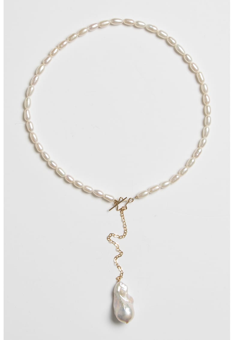 Colier din aur filat de 14K cu perle si pandantiv din perla flame