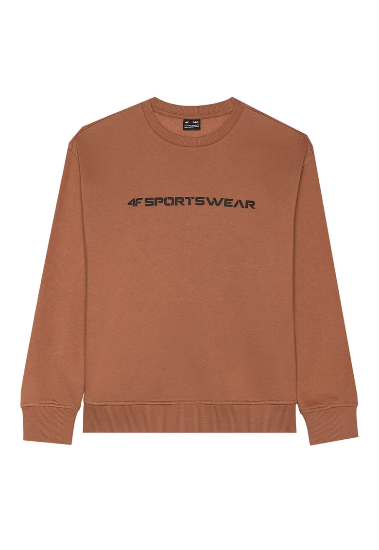 Hanorac sport baieti regular fit - interior periat - culoare maro - bumbac si poliester