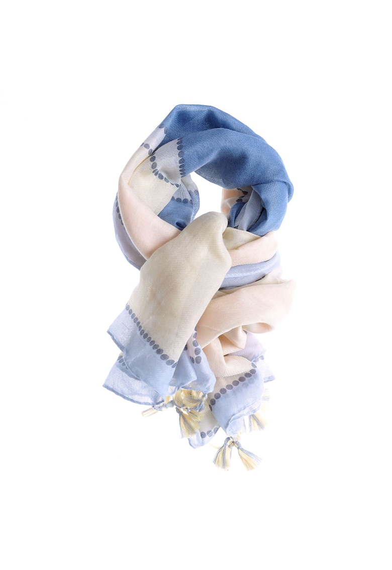 Esarfa cu nuante galbene din vascoza cu ciucuri