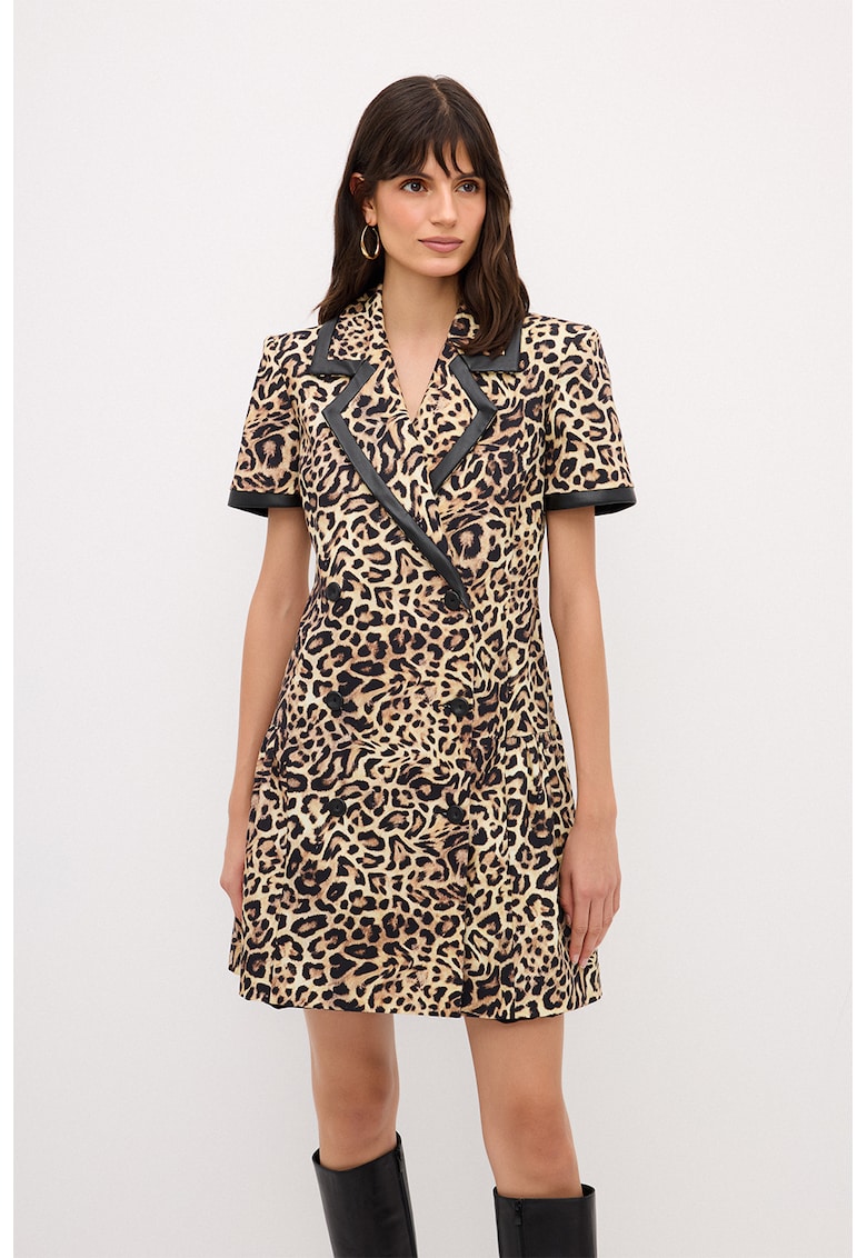 Rochie mini petrecuta cu animal print