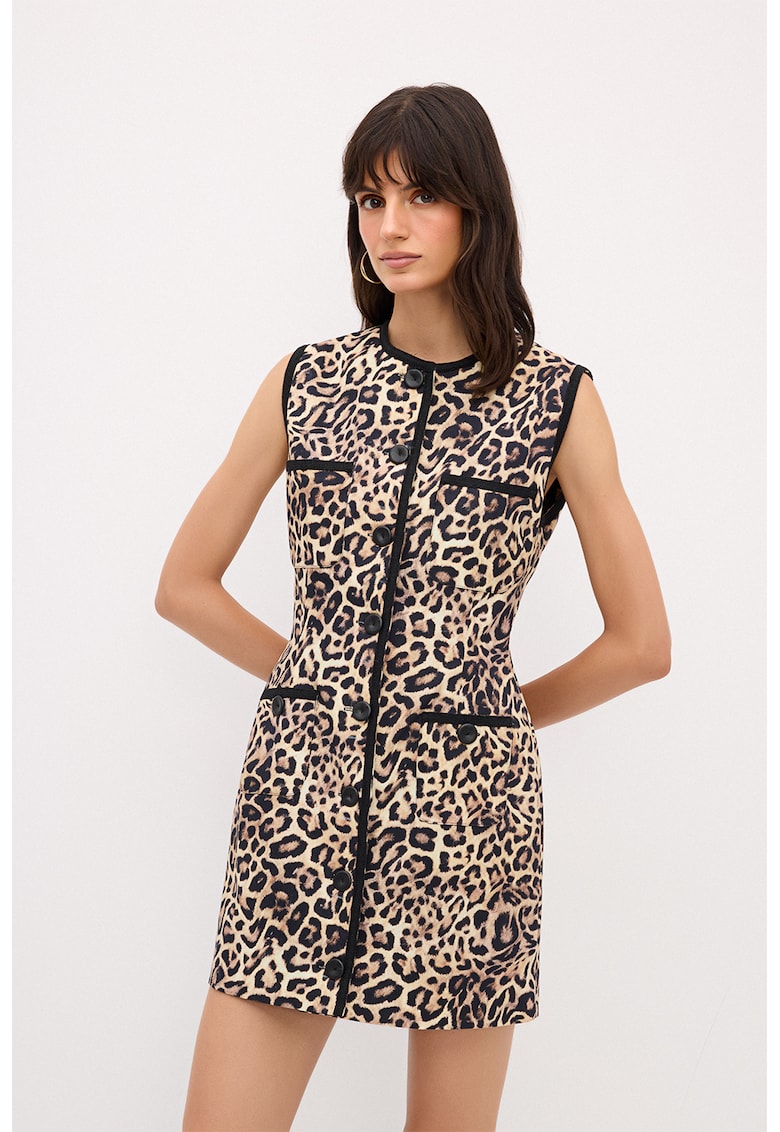 Rochie mini fara maneci cu animal print