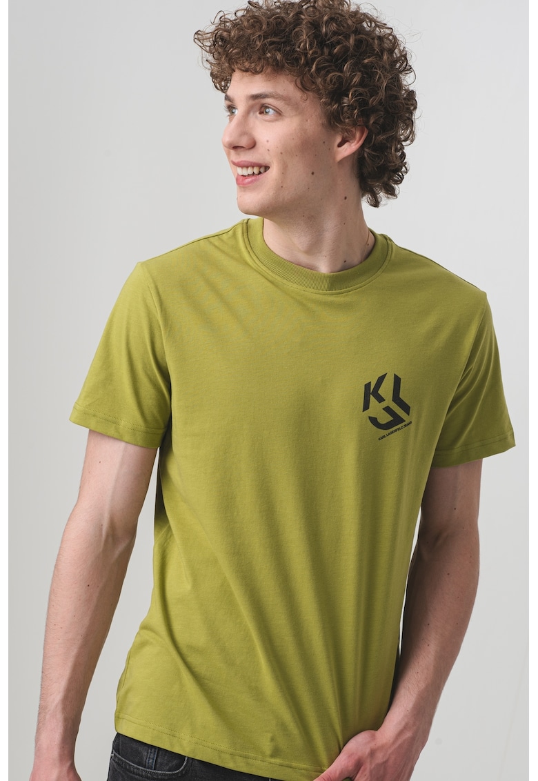 Tricou din amestec de bumbac organic cu logo pe piept Tricou din amestec de bumbac organic cu logo pe piept