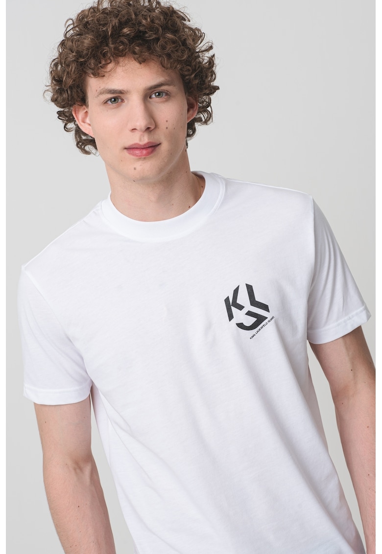 Tricou regular fit din amestec de bumbac organic - Negru/Alb optic