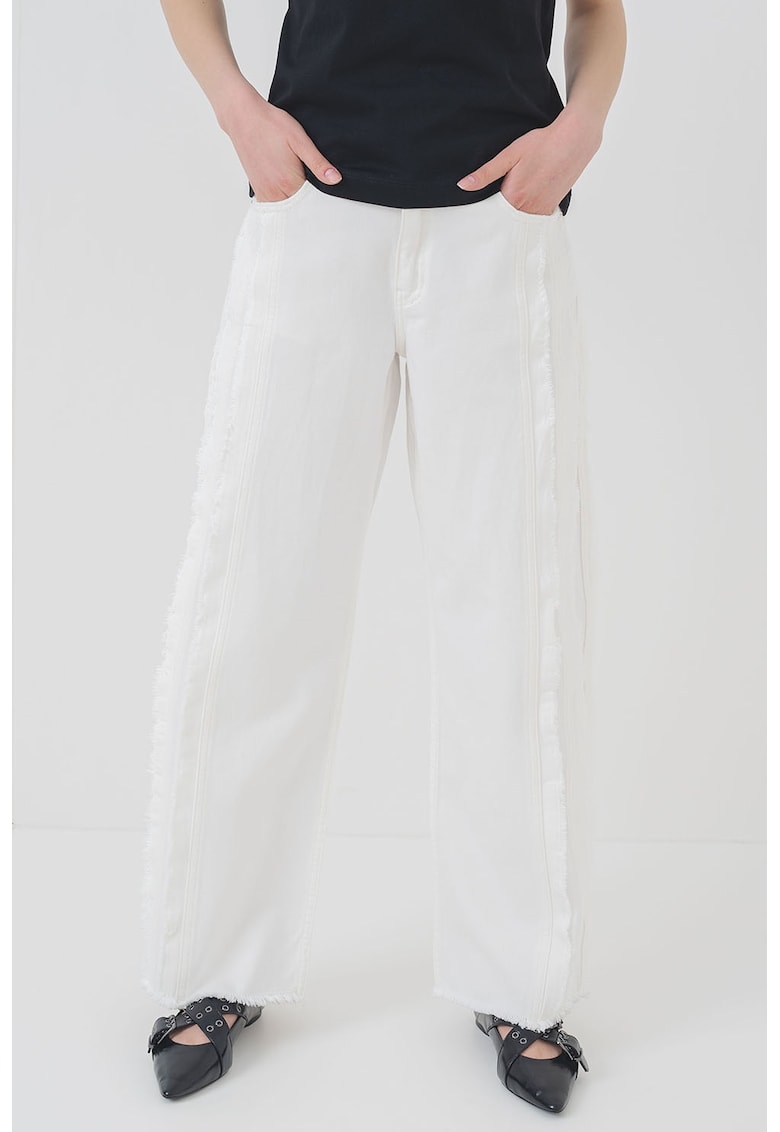 Blugi relaxed fit de bumbac - Alb murdar