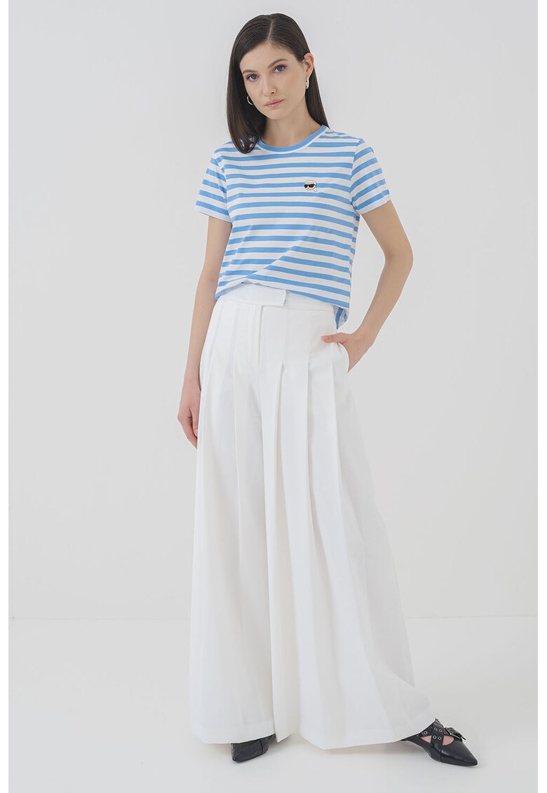Tricou regular fit de bumbac organic - Alb/Albastru azur
