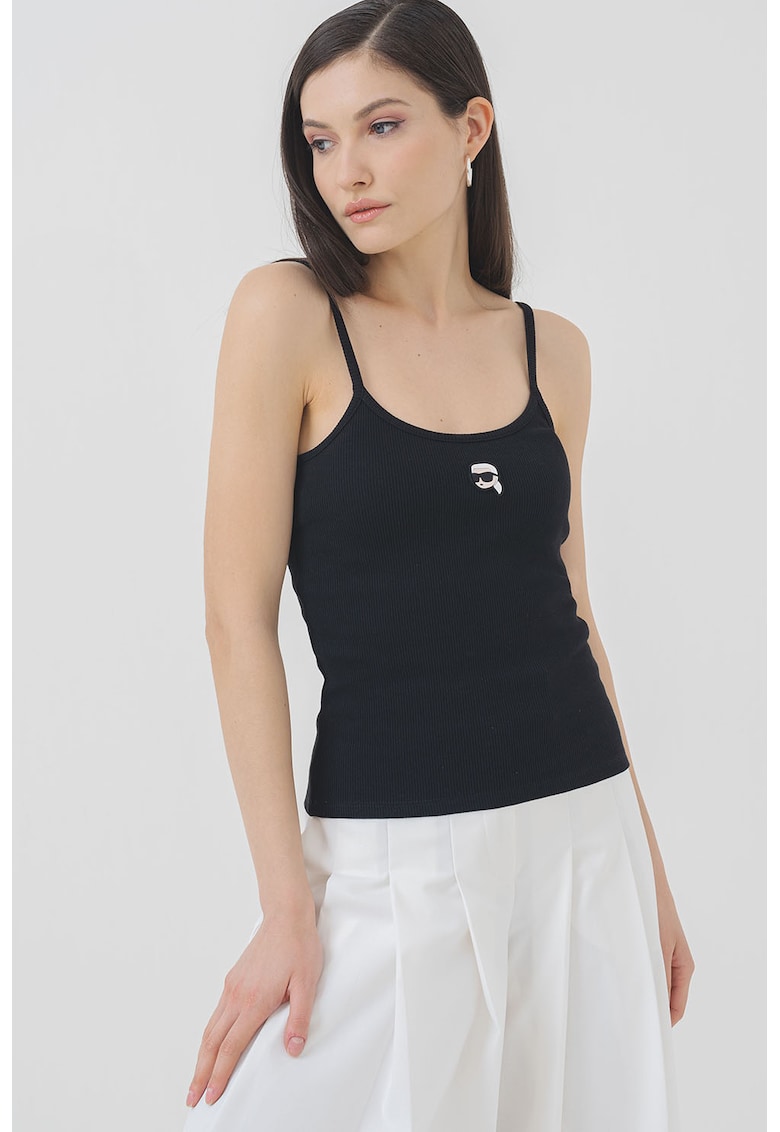 Top cu decolteu rotund si bretele inguste