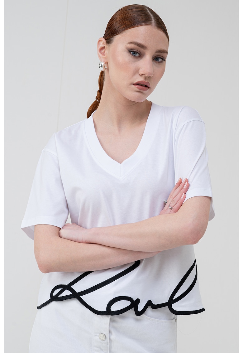 Tricou supradimensionat Signature - Negru/Alb optic