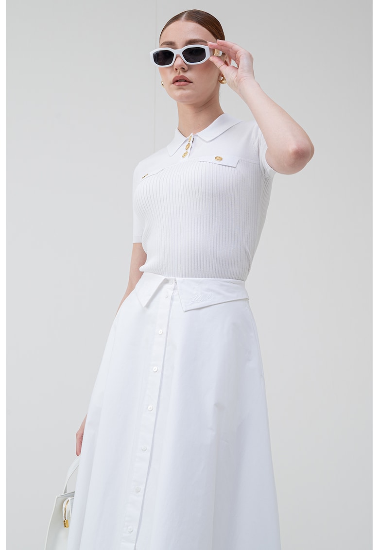 Tricou polo cambrat tricotat fin