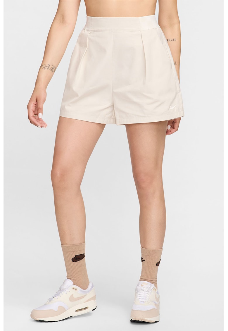 Pantaloni scurti cu pliuri - Crem