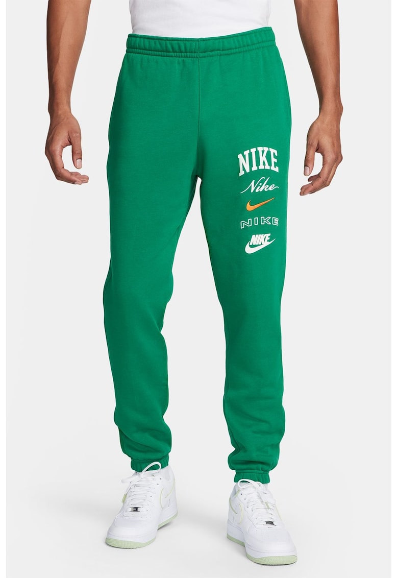 Pantaloni de trening din amestec de bumbac cu buzunare laterale - Portocaliu stins/Alb optic/Verde aquamarin