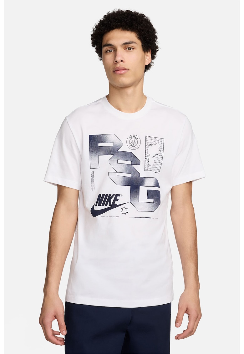 Tricou de bumbac pentru fotbal Paris Saint-Germain - Alb/Gri