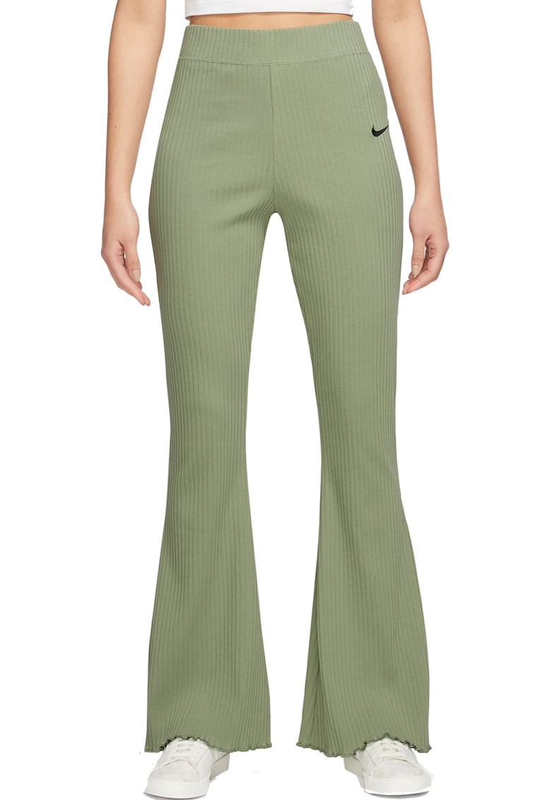 Pantaloni evazati cu aspect striat
