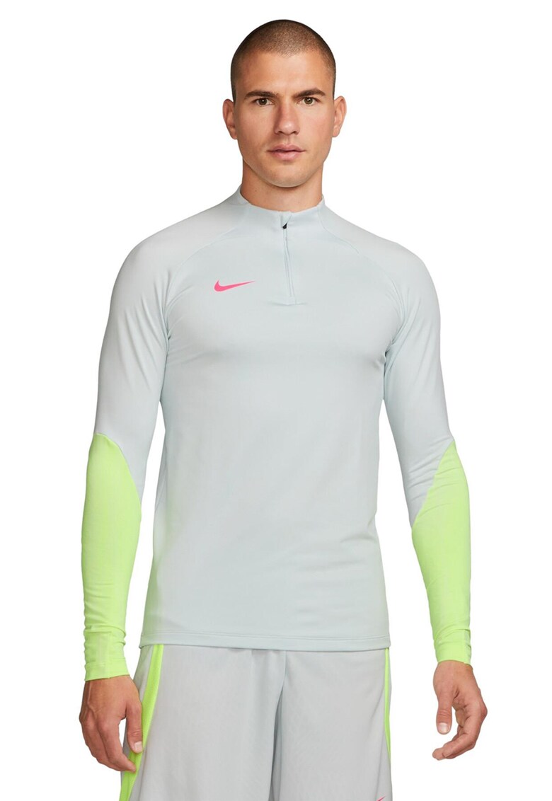 Bluza cu tehnologie Dri-FIT si maneci raglan pentru fotbal - Gri deschis/Verde neon