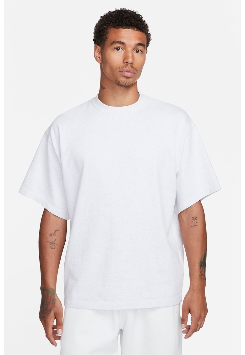Tricou supradimensionat cu maneci cazute Swoosh - Alb